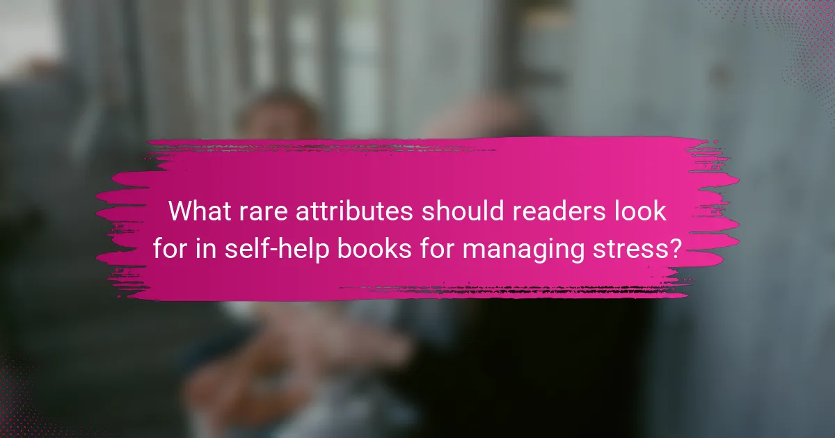 What rare attributes should readers look for in self-help books for managing stress?