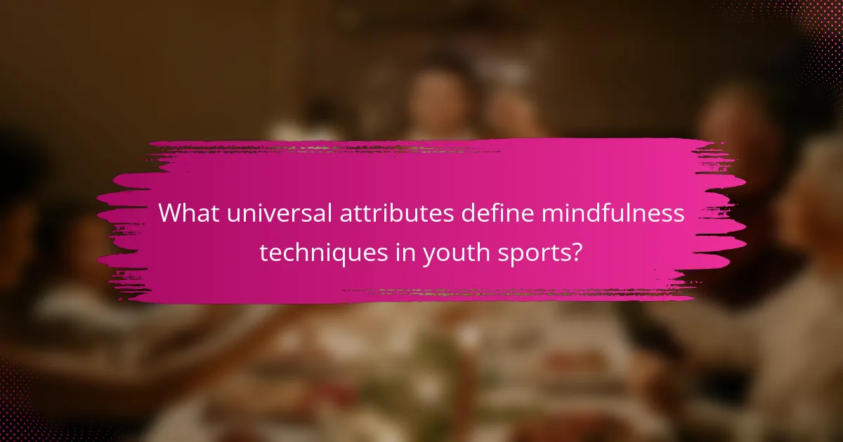 What universal attributes define mindfulness techniques in youth sports?